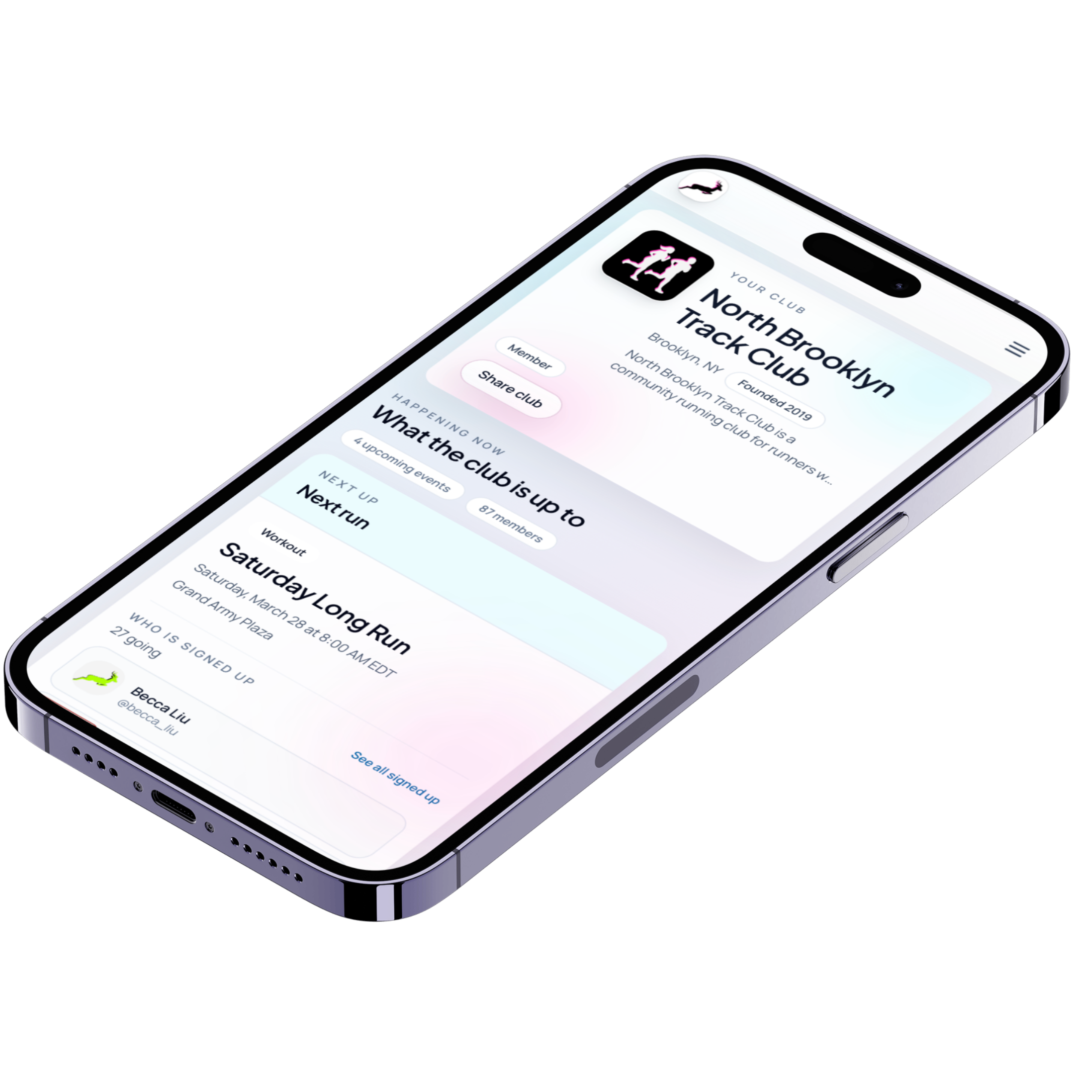 Pacely club home screen